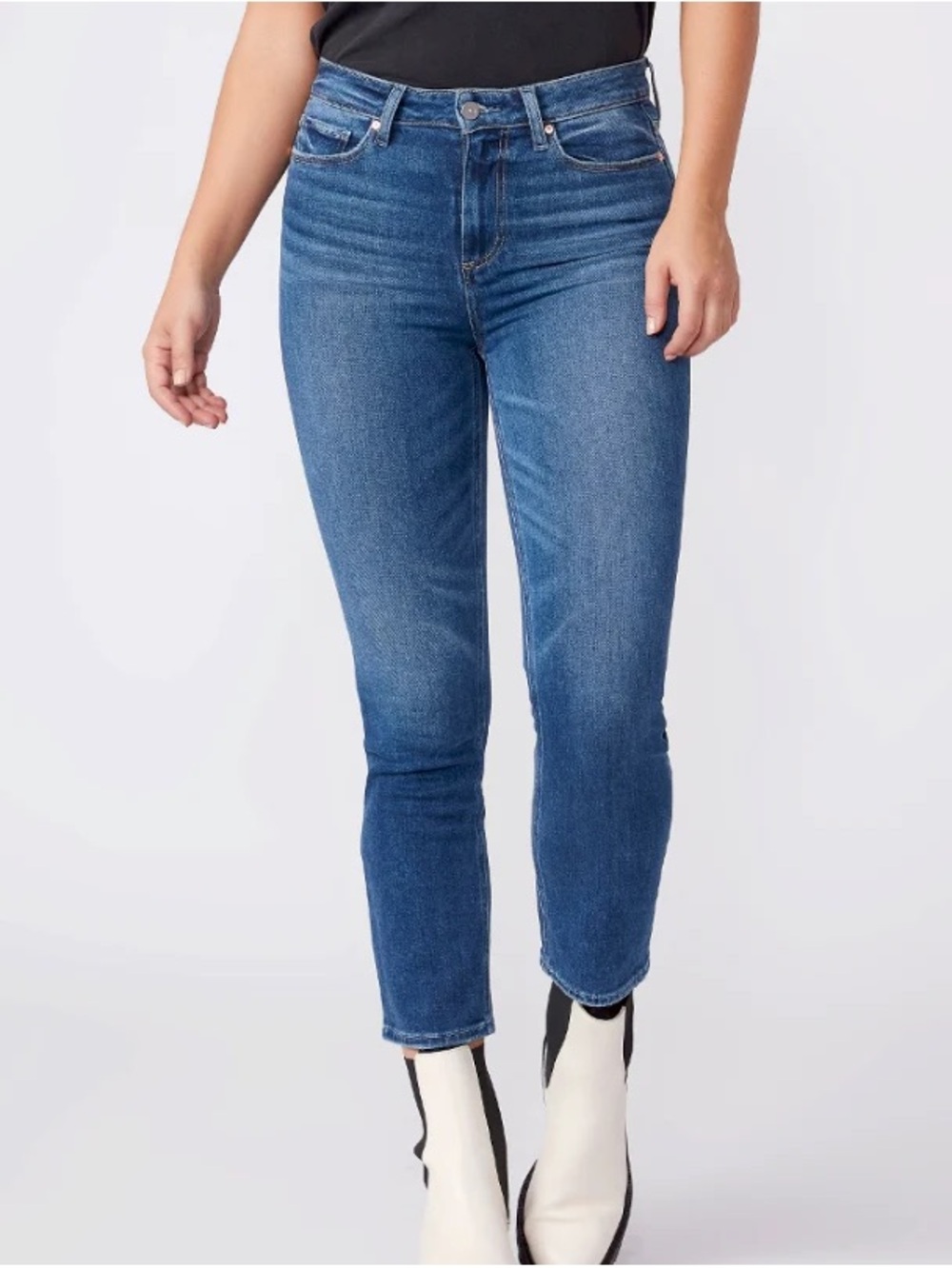 PAIGE Cindy Crop Straight Leg Jeans Roam Wash High Rise